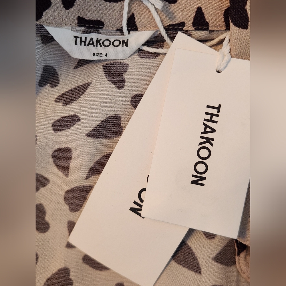 NWT || THAKOON || Collective leopard print, button down, tan/brown spots, size 4 - Picture 12 of 13